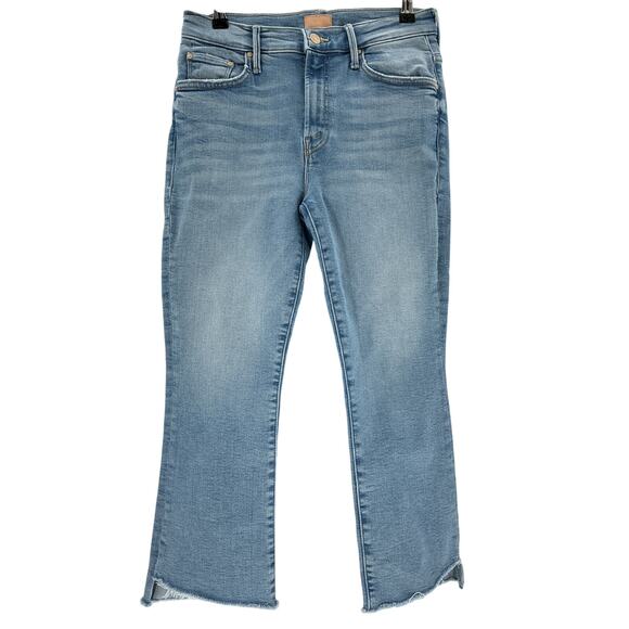 Mother 'Lil' Blue Cotton Insider Frayed Step Hem Crop Skinny Denim Jean Size 29 - Picture 2 of 4